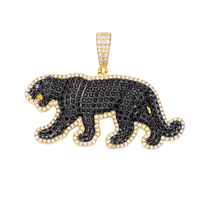 Hiphop nouveauté solide 925 argent glacé diamants panthère noire personnalisé Moissanite pendentif pour hommes