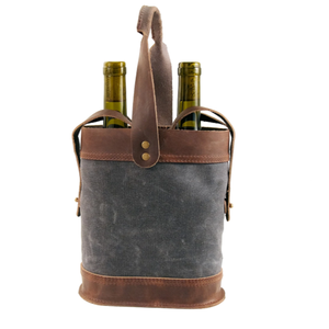 Tela encerada dupla vinho tote para transporte conveniente para festa - Product Image 5