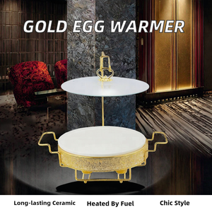 Ensemble de buffet chauffant de luxe en forme d'<span class=keywords><strong>oeuf</strong></span> en acier inoxydable doré <span class=keywords><strong>pour</strong></span> chauffe-plats à combustible <span class=keywords><strong>pour</strong></span> hôtels et restaurants - Product Image 2