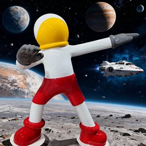 Escultura de astronauta de dibujos animados FRP resistente a la corrosión para plaza comercial espacio cuadrado al aire libre lugar temático - Product Image 1