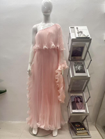 Robe de Soirée de Luxe à Plis Miyake de Haute Qualité pour Femme, Taille Unique, Épaule Asymétrique en Organza