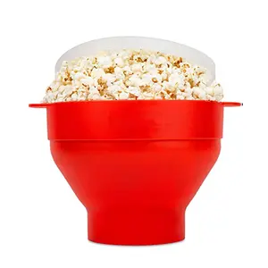Penjualan terlaris mangkuk Popcorn Microwave dapat dilipat besar dapat digunakan kembali untuk Aksesori dapur