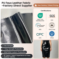 Tissu en cuir végétalien extensible dans les 4 sens Faux cuir synthétique PU noir pour vêtements Veste de robe élastique Vêtements Finition miroir