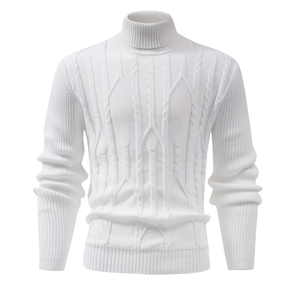Pull à col roulé pour homme, design personnalisé ODM, anti-froissement, motif 3D, super doux, confortable, vente chaude, mode hiver, fin, 2026 - Product Image 1