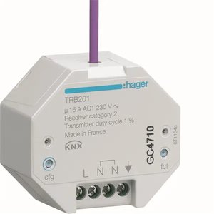 Modulo di uscita On/Off radio KNX Quicklink compatibile con TRB201 Hager, 1 uscita 16A 230V AC, a incasso - Product Image 1