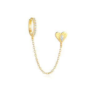 Boucles d'oreilles créoles uniques en argent S925 avec motif cœur et œil, bijoux de mode pour femme - Product Image 1