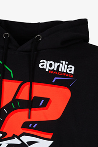 Sudadera con Capucha para Motociclistas de Alta Calidad, Diseño Bezzecchi 72 Aprilia, 80% Algodón, 20% Poliéster, Antiarrugas, Negra, Exportación - Product Image 4