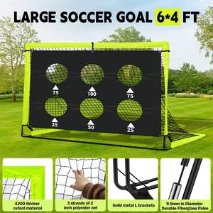 Buts de football pour enfants pour la cour, lot de 2, 6x4 pieds, filets de football portables, équipement d'entraînement avec ballon de football, échelle, cônes - Product Image 5