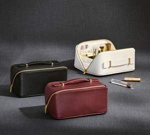 Sac de rangement de maquillage à fermeture éclair en métal doré beauté cuir résistant à l'eau cosmétique soin de la peau organisateur de <span class=keywords><strong>parfum</strong></span> mini boîte d'emballage - Product Image 3