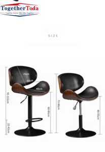 Chaises de bar réglables en hauteur en cuir véritable de style européen moderne, tabourets hauts pour bar à domicile, centre commercial, salon - Product Image 2