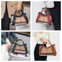 Sac à main en cuir véritable et toile personnalisé de luxe, sac à bandoulière à carreaux de haute qualité, grande capacité, sac fourre-tout décontracté pour femmes