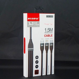 Emballage de câble de données pour accessoires de téléphone portable avec logo personnalisé, câble de charge suspendu 3 en 1, boîte de câble avec trou de suspension - Product Image 5