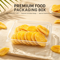 Boîte d'emballage rectangulaire en PET transparente de qualité alimentaire avec couvercle séparé pour fruits secs et en-cas