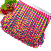 Frange en nylon à double fil épaissie de 20 cm (8 pouces) bicolore, douce, en chaînette, pour costumes de danse latine - Vente en gros
