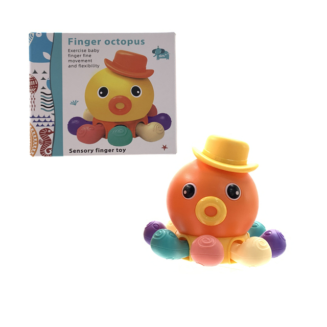 FiveStar New Plastic Stress Reliever Finger Octopus Sensory Toy Baby Bibi Sound Rotatable Head Colorful Decompression Toy