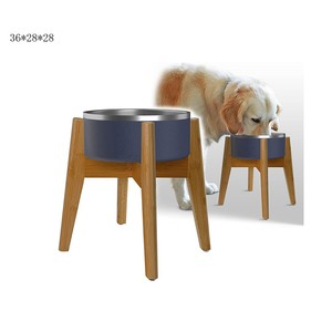 Comedero Elevado de Bambú para Mascotas, Comedero Doble de Madera para Perros y Gatos, 43x15.5x13 cm - Product Image 5