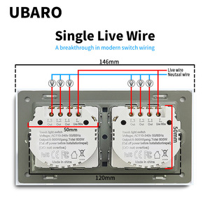 สวิตช์สัมผัสแบบสายเดี่ยว 146 ชนิด 8 ทาง แผงกระจกนิรภัย ไฟ LED แบ็คไลท์ สำหรับติดตั้งบนผนัง - Product Image 4