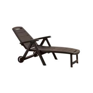 Lettino Prendisole Pieghevole Antibes con Schienale Regolabile e Ruote per Spiaggia, Terrazza e Piscina - Product Image 1