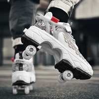 Chaussures à roulettes rétractables pour enfants, 4 roues, respirantes, en maille, pour marcher et rouler, baskets à roulettes pour garçons et filles, taille 33-43