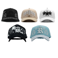 Nueva Llegada Gorras de Béisbol de Gamuza con Visera Curva Muratravis Innedit de 5 Paneles con Pedrería Bordadas Ajustables - Set Completo