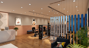 Conception <span class=keywords><strong>de</strong></span> <span class=keywords><strong>Salon</strong></span> <span class=keywords><strong>de</strong></span> Coiffure Professionnel Personnalisé avec Mobilier <span class=keywords><strong>de</strong></span> Luxe et Éclairage LED Écologique - Product Image 2