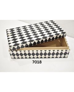 Luxury <b>Black</b> White Checkered Resin Storage Box with Lid Decorative Tabletop Organizer Available in Bulk Quantity Price - Product Image 5