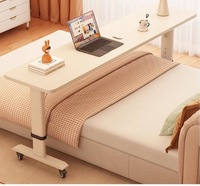 Table de lit mobile réglable en hauteur avec conception allongée, bureau d'étude et de travail mural
