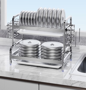 Çift Katlı Modern Paslanmaz Çelik Ayrılabilir Bulaşık Kurutmalığı, Mutfak Gereçleri ve Kesme Tahtası Tutucu, Katlanabilir ve İstiflenebilir, Mutfak Depolaması İçin - Product Image 4