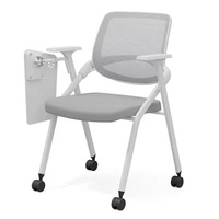 Chaise de conférence moderne pliable en métal avec tablette d'écriture et accoudoirs