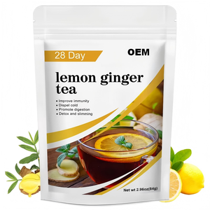 ชาสมุนไพรเลมอนขิง OEM 28 วัน ออร์แกนิค ปราศจาก GMO ปราศจากกลูเตน ปราศจากน้ำตาล ช่วยดีท็อกซ์ ลดน้ำหนัก เสริมภูมิคุ้มกัน 84 กรัม - Product Image 1