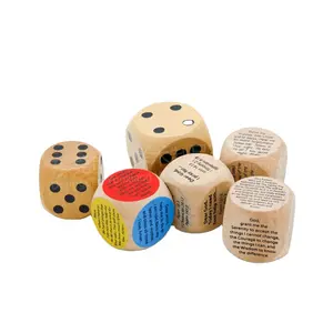 6面ウッドダイス木製キューブパーティーファミリーDIYボードゲーム印刷彫刻子供のおもちゃ