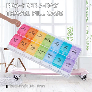 Organizador de Pastillas de Plástico Grande sin BPA al por Mayor con Botón de Apertura Fácil, 7 Días, 14 Compartimentos para Dos Tomas Diarias AM/PM para Personas Mayores - Product Image 6