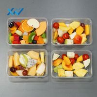 Boîte jetable carrée en plastique recyclable de 650 ml pour aliments avec couvercle en PP