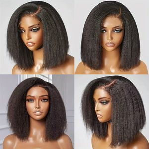 Peluca <span class=keywords><strong>de</strong></span> encaje frontal Xuchang Hair 13*4 con cierre frontal, estilo Yaki Kinky Straight Bob, color negro - Product Image 4