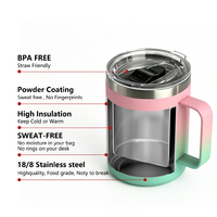 Cadeaux de Noël : Tasse à café avec poignée, gobelet isotherme en acier inoxydable, tasse à thé de bureau avec couvercle coulissant transparent et boîte d'emballage