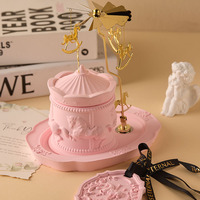 Ensemble de bougies aromatiques de luxe en verre, design carrousel, lanterne rotative créative avec impression sérigraphiée, parfumée, pour la Fête des Pères et Pâques