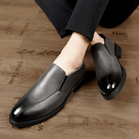 Chaussures en cuir brillant pointues pour hommes, faciles à porter, semelles souples, antidérapantes, imperméables, chaussures décontractées pour le bureau, mariage, cérémonie