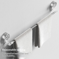 Intrekbare verstelbare boorzuignap van kunststof, minimalistisch, niet-opklapbaar, enkelvoudig handdoekenrek, 360° draaibaar, multifunctioneel voor de badkamer