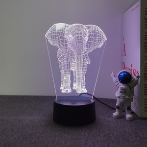 Dieciséis colores cambiantes 3D Luz de noche con elefante Animal remoto para decoración de escritorio - Product Image 1