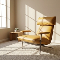 Fauteuil individuel moderne rembourré en cuir pleine fleur ou tissu, idéal pour salon et chambre à coucher – Vente directe usine