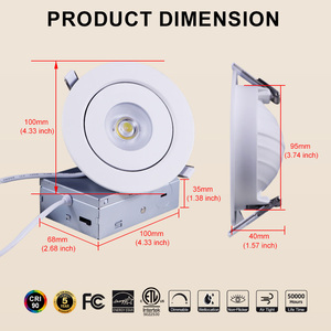 ETL năng lượng Sao chứng nhận Gimbal LED Đèn ánh sáng 12 Wát hiện đại nhúng có thể 360 + 90 Độ Điều Chỉnh Directional IP40 Downlight - Product Image 4