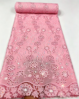 NI.AI Nouveau design Tissu en dentelle de mousseline de haute qualité avec broderie en coton et pierres colorées pour mariage et fête