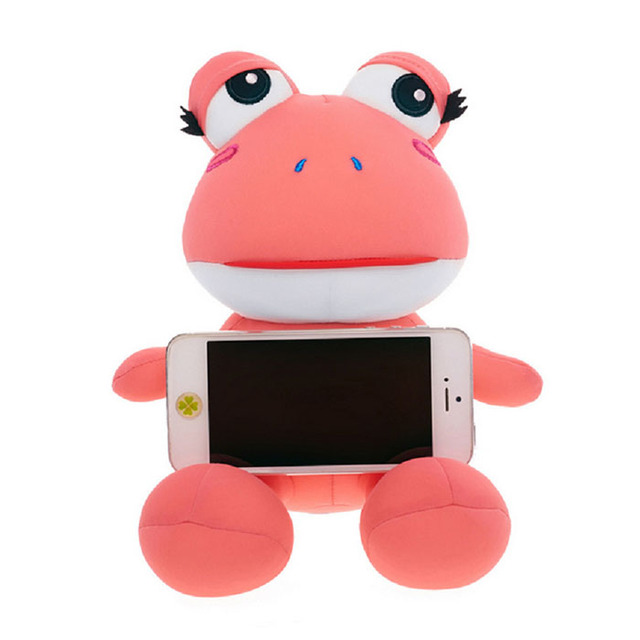 Low MOQ High Quality Handmade Usable Cartoon Frog Plush Toy Phone Holder