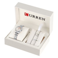 CURREN 9086 jam tangan wanita, 2 buah Set mewah berlian imitasi gaya arloji gelang Set Jam