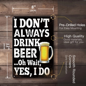 Letrero Metálico con Frase Divertida sobre Cerveza: <span class=keywords><strong>Solo</strong></span> Bebo los Días que Comienzan con T, Decoración Humorística para Pared de Bar, Cuarto de Hombre, Garaje o Pub - Product Image 4