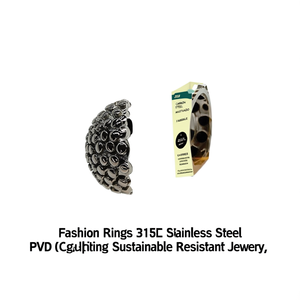 Bagues tendance en acier inoxydable 316L avec placage or PVD, bijoux durables et résistants - Product Image 2