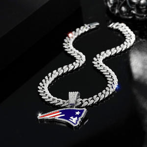 カスタムチャンピオンネックレスダイヤモンドをちりばめたペンダントNFLニューイングランドペイトリオッツペンダントパンクヒップホップスタイルキューバチェーンネックレス - Product Image 6