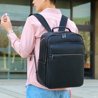 Mochila de Viaje para Portátil de Cuero PU, de Lujo, Resistente al Agua, con Cierre, Ligera, Transpirable, de Gran Capacidad, Acolchada, para Oficina y Negocios