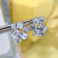 Unregelmäßig geformte 925 Silber feine Ohr stecker mit Simulation Diamond Brocade Fresh Stitching Schmuck für Frauen