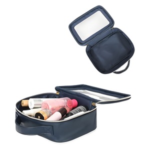Sac de voyage et de rangement transparent en cuir PU, style patchwork <span class=keywords><strong>minimaliste</strong></span> ouvert, pour cosmétiques - Product Image 5